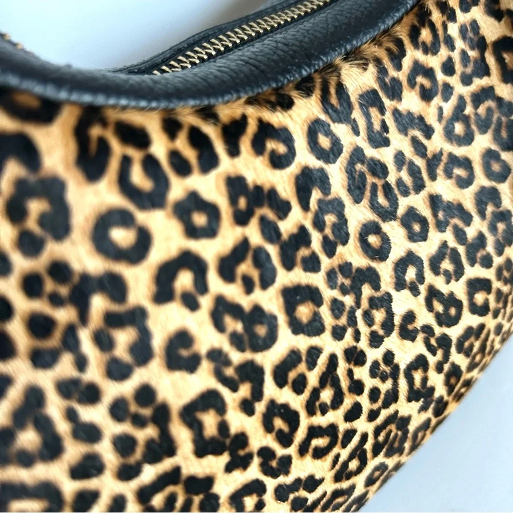 🍂NWT Talbots Leopard Calf Hair Crescent Shoulder Bag